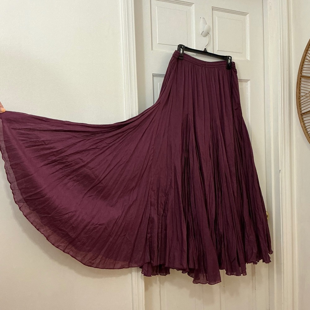 Avenue Burgundy Broomstick Full Maxi Skirt 16 Cotton Boho Festival Dark Academia